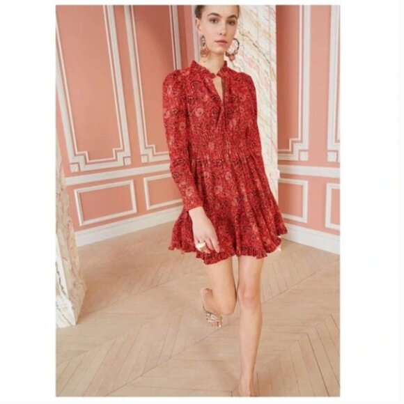 Ulla Johnson Liv Mini Dress Red Floral Size 0 - Picture 1 of 2